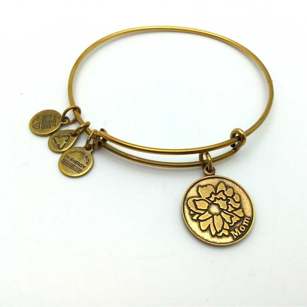 Upcycled Alex Ani 'Mom' Gold Charm Bracelet, 2015